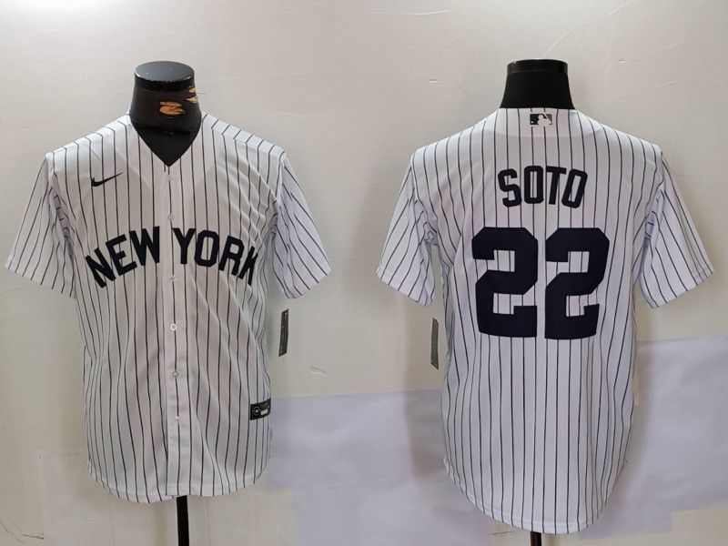 Men New York Yankees #22 Soto White stripe Game 2024 Nike MLB Jersey style 902